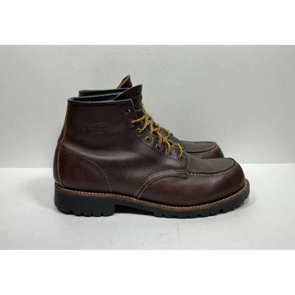 Red Wing Roughneck Mens Sz 10.5 D Brown Leather Heritage Boots USA 4183 Moc Toe